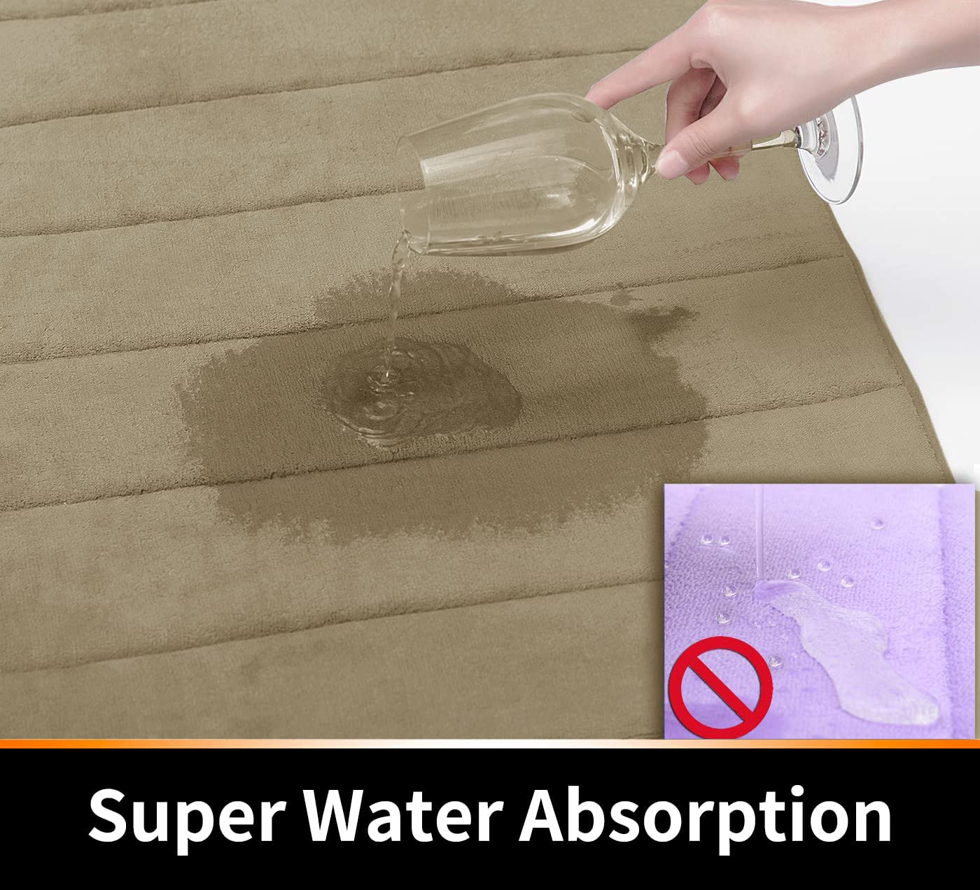 Yimobra Memory Foam Bath Mat Large Size 44 x 24 Inch  Soft and Comfortable  Super Water Absorbent  Non-Slip  Thick  Machine Washable  Camel